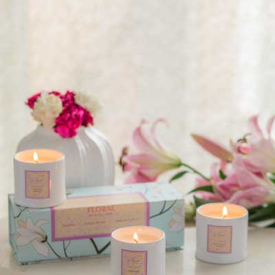 Floral Set of 3 Candles