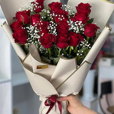 Premium Bouquet of 15 Red Roses