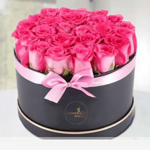 Sweet Surprise-Pink Roses in a Black Box