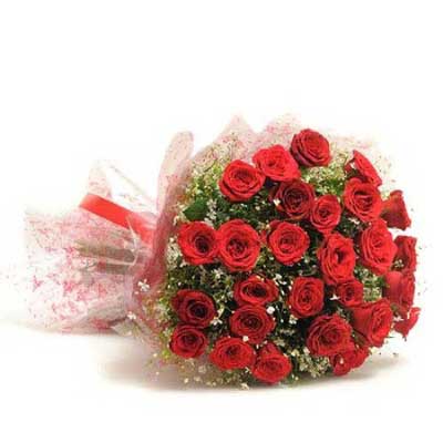 Bouquet of 30 red rose flowers in a nice Wrapping - for birthday anniversary valentine congratulations good-luck - free urgent delivery India - Delhi Mumbai Bangalore Pune Hyderabad Chennai Kolkata Ahmedabad