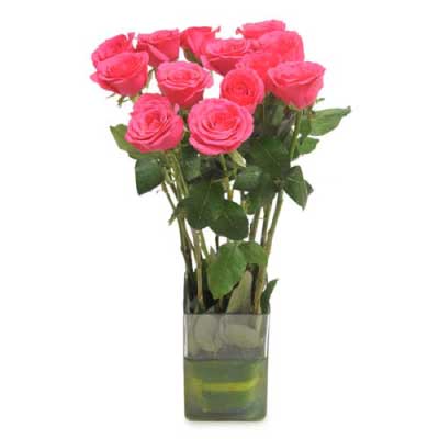 Bouquet of long stem pink roses flowers - for birthday anniversary valentine congratulations good-luck - free urgent delivery India - Delhi Mumbai Bangalore Pune Hyderabad Chennai Kolkata Ahmedabad