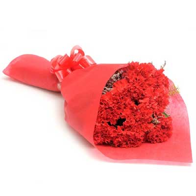 Bunch of 10 red carnation flowers - for birthday anniversary valentine congratulations good-luck - free urgent delivery India - Delhi Mumbai Bangalore Pune Hyderabad Chennai Kolkata Ahmedabad