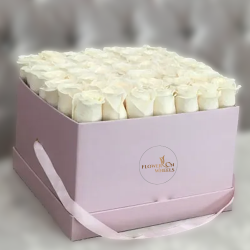 Luxury gift box of white roses flowers - for birthday anniversary valentine - free urgent delivery India - Delhi Mumbai Bangalore Pune Hyderabad Chennai Kolkata Ahmedabad