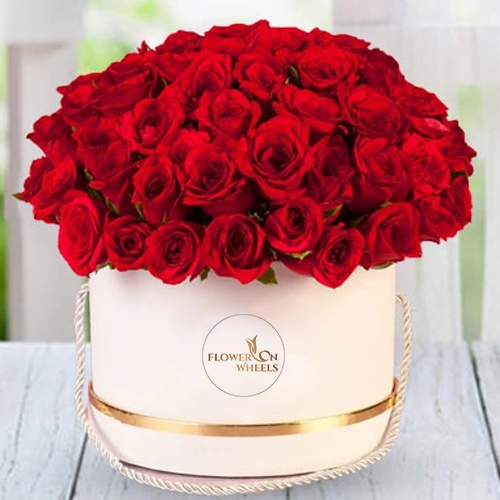 Luxury gift box of 40 red roses flowers - for birthday anniversary valentine - free urgent delivery India - Delhi Mumbai Bangalore Pune Hyderabad Chennai Kolkata Ahmedabad