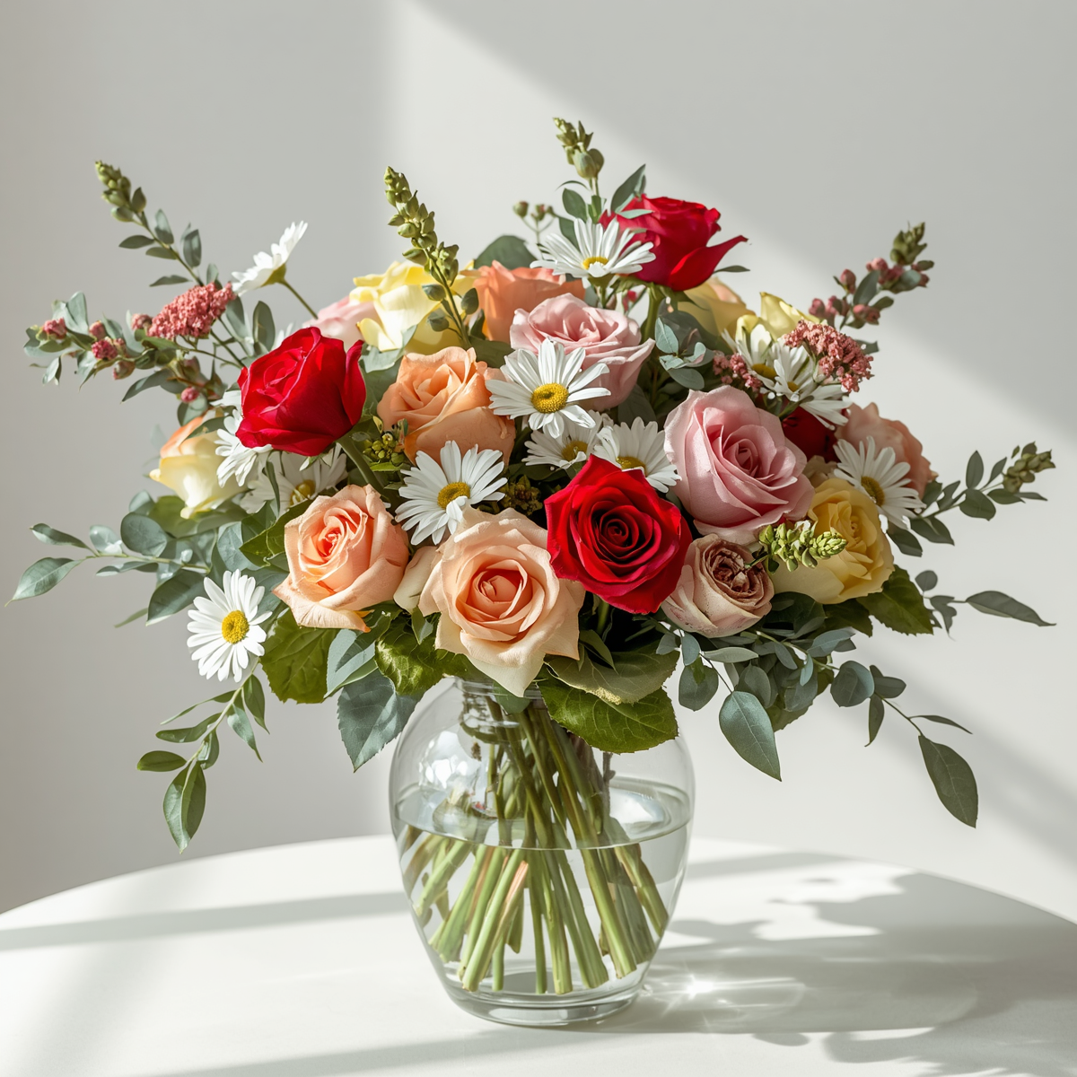 Mix flowers in a vase
