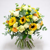 Charming Bunch of Sunflowers and Roses