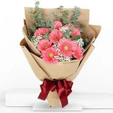 Bouquet of 10 Stems of Pink Gerberas with Fillers