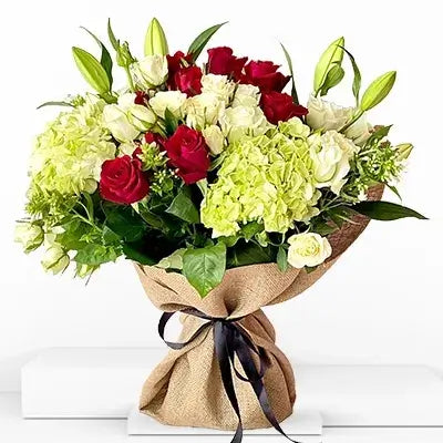 Mixed Bunch of Hydrangeas, Roses and Lilies