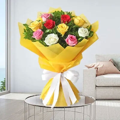 Bunch of 12 Mix Color Roses