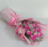 Dozen Pink Roses Bouquet