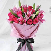 Mesmerising Pink Roses and Lilies Bouquet