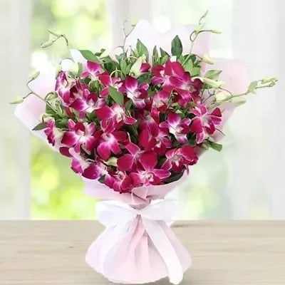 Bouquet of 10 Purple Orchid luxury wrapping - for online delivery for your love - birthday anniversary congratulations good-luck - free urgent delivery India - Delhi Mumbai Bangalore Pune Hyderabad Chennai Kolkata Ahmedabad NOIDA Gurugram