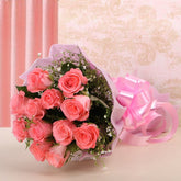 Dozen Pink Roses with Fillers