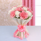 Dozen Pink and White Carnations