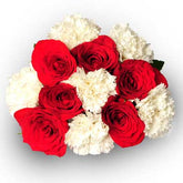 Bouquet of red roses and white Carnations - for online delivery for your love - birthday anniversary congratulations good-luck - free urgent delivery India - Delhi Mumbai Bangalore Pune Hyderabad Chennai Kolkata Ahmedabad NOIDA Gurugram