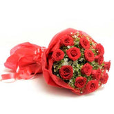 Bunch of 15 red roses with fillers - for birthday anniversary valentine congratulations good-luck - free urgent delivery India - Delhi Mumbai Bangalore Pune Hyderabad Chennai Kolkata Ahmedabad