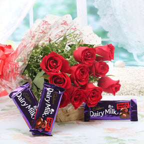 Bouquet of Red roses with Chocolates. Perfect for Valentine - for online delivery for your love - birthday anniversary congratulations good-luck - free urgent delivery India - Delhi Mumbai Bangalore Pune Hyderabad Chennai Kolkata Ahmedabad NOIDA Gurugram