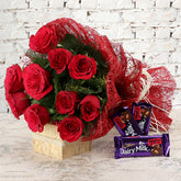 Gift bouquet of red roses flowers - for birthday anniversary - free delivery India - Delhi Mumbai Bangalore Pune Hyderabad Chennai Kolkata Ahmedabad