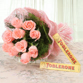 Bouquet of Pink Roses and chocolates - free delivery India - Delhi Mumbai Bangalore Pune Hyderabad Chennai Kolkata Ahmedabad