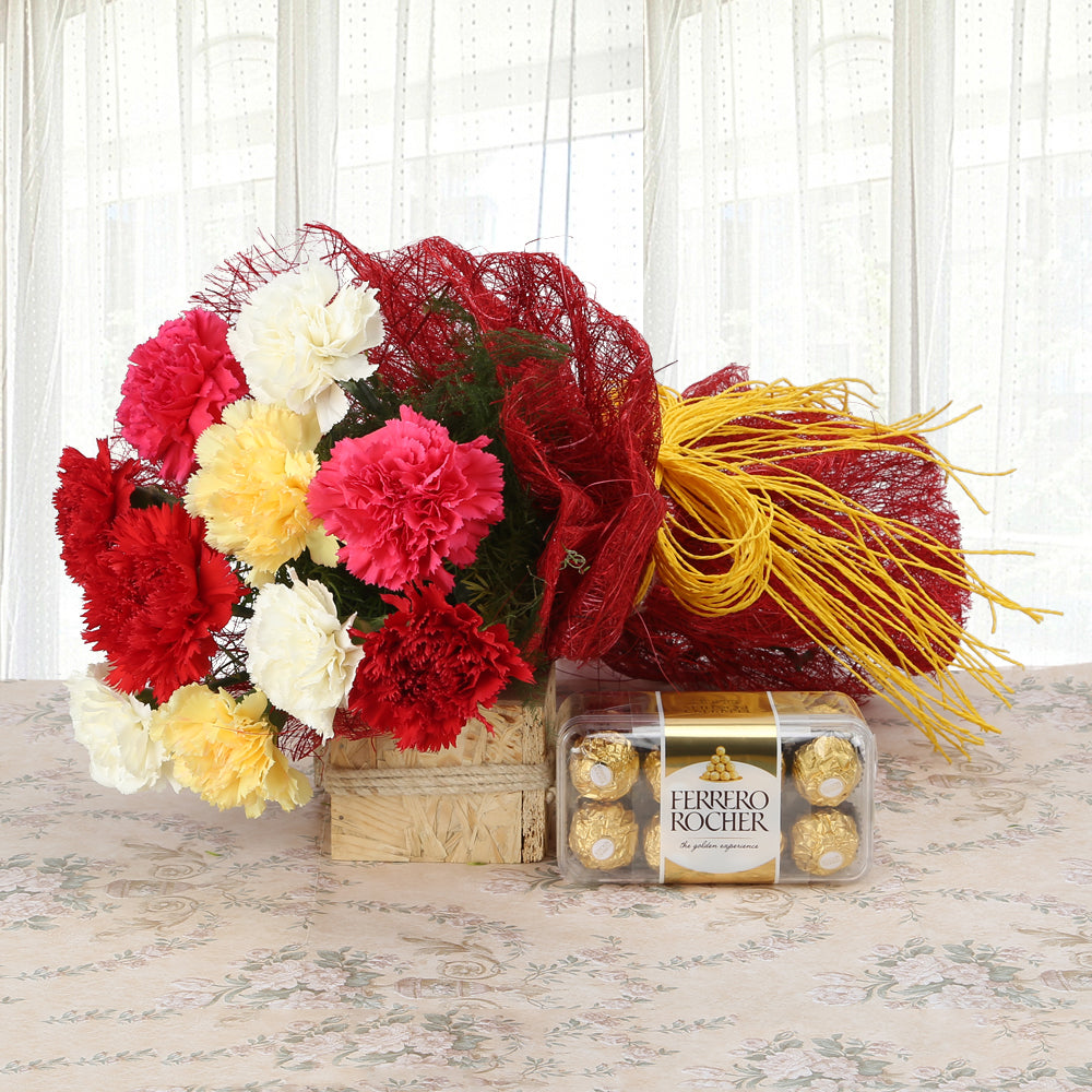 Mix flowers bouquet with chocolates gift - free delivery India - Delhi Mumbai Bangalore Pune Hyderabad Chennai Kolkata Ahmedabad