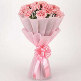 Bouquet of 10 pink carnations luxury wrapping - for online delivery for your love - birthday anniversary congratulations good-luck - free urgent delivery India - Delhi Mumbai Bangalore Pune Hyderabad Chennai Kolkata Ahmedabad NOIDA Gurugram