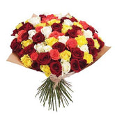 Bouquet of mixed 75 roses flowers - for birthday anniversary valentine - free urgent delivery India - Delhi Mumbai Bangalore Pune Hyderabad Chennai Kolkata Ahmedabad