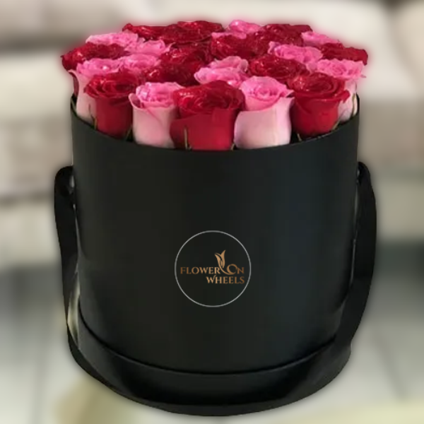 Gift basket of pink and red roses flowers luxury pack - for birthday anniversary valentine - free delivery India - Delhi Mumbai Bangalore Pune Hyderabad Chennai Kolkata Ahmedabad